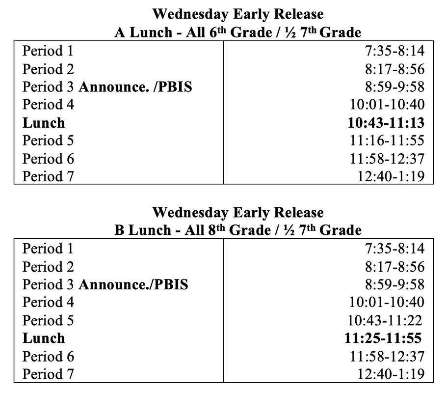 Bell Schedule Picture- Early Release